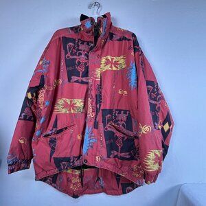Vintage St. Moritz Ski Team Red Jacket Mens Large Full-Zip Lightweight Pockets
